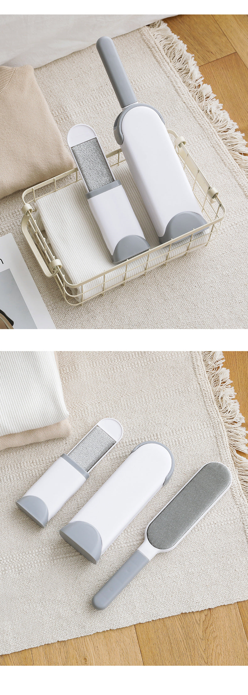 Double-sided pet hair remover brush front view