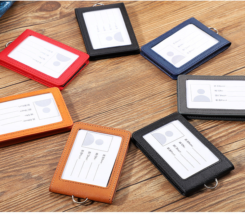 Image of versatile dual-card holder with lanyard