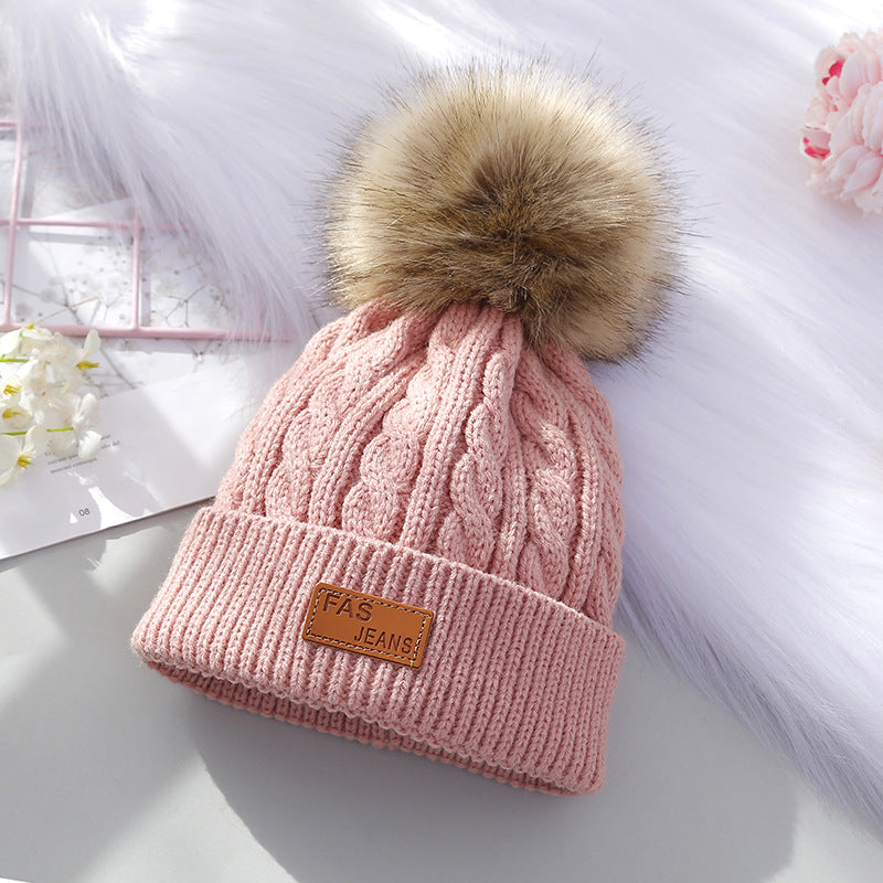 Trendy light gray knitted beanie for kids