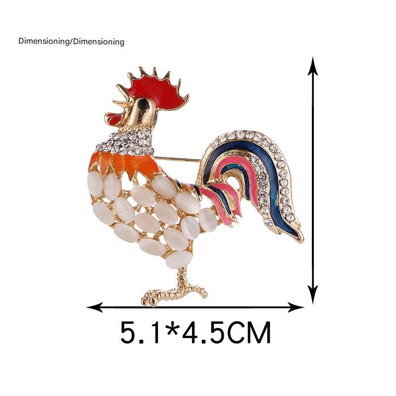 Rooster Alloy Brooch Front View
