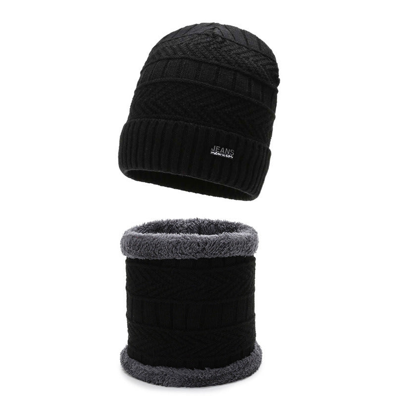 Coffee color men's beanie and scarf
