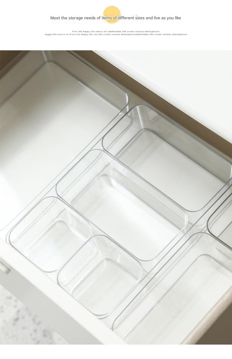 Clear plastic desk organizer for office supplies