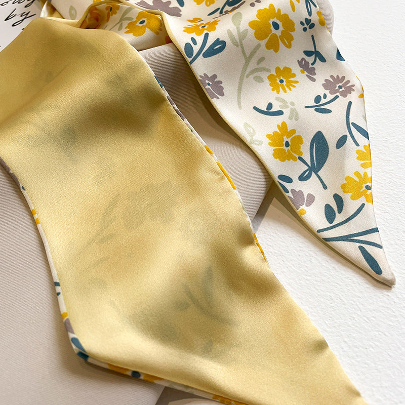 Yellow floral scarf as hairband