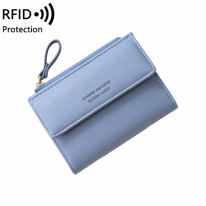 Elegant light green RFID-blocking wallet