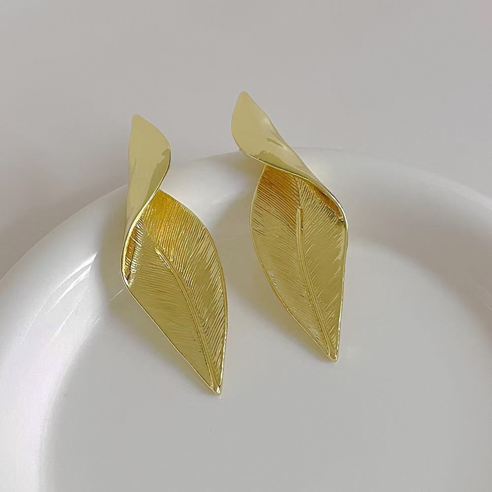 Bold geometric leaf earrings