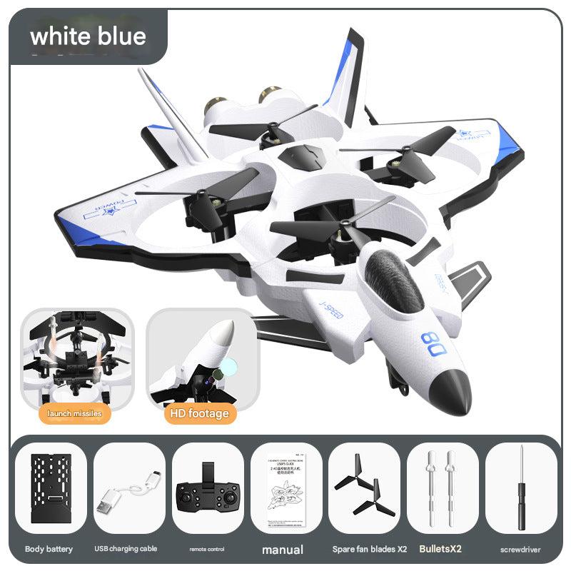 JJRC remote control aircraft flying over a field