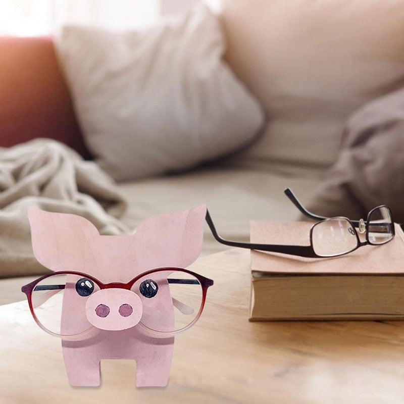 Wooden animal eyeglasses holder corgi design