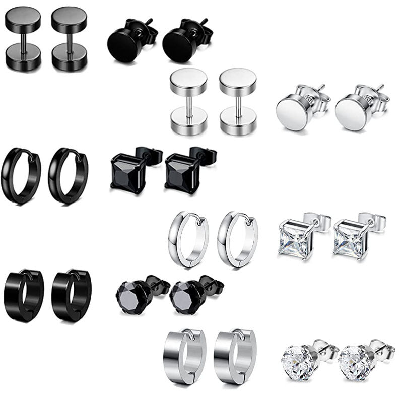 Stylish stainless steel zirconia earring set - image 1