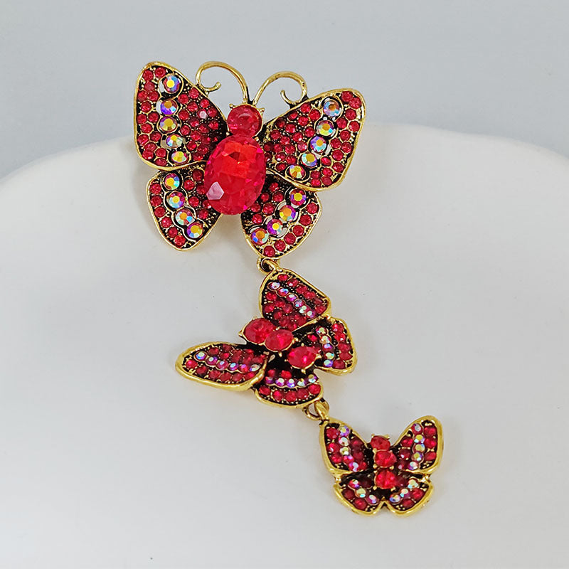 Vintage butterfly brooch with crystals