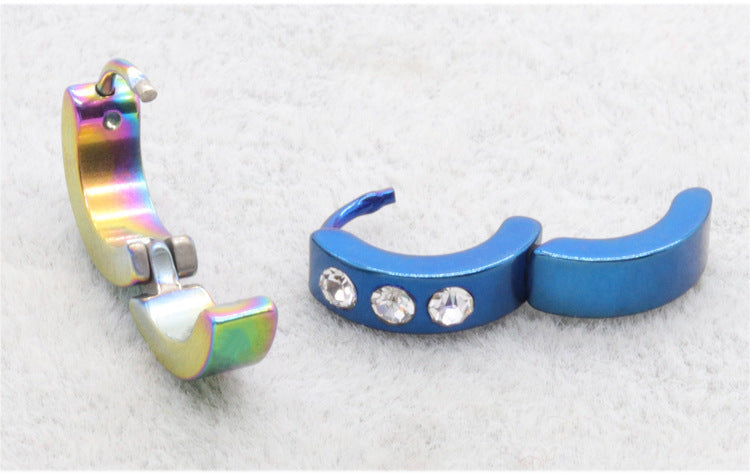 Chic stainless steel hoop earrings with three stones