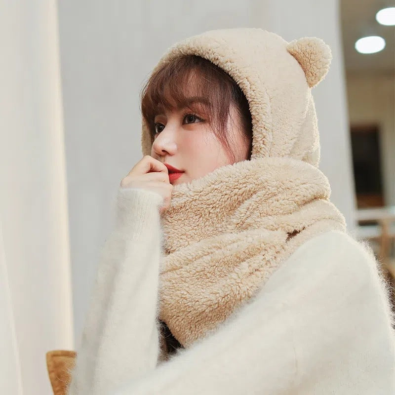 Plush bear hat scarf set - image 1