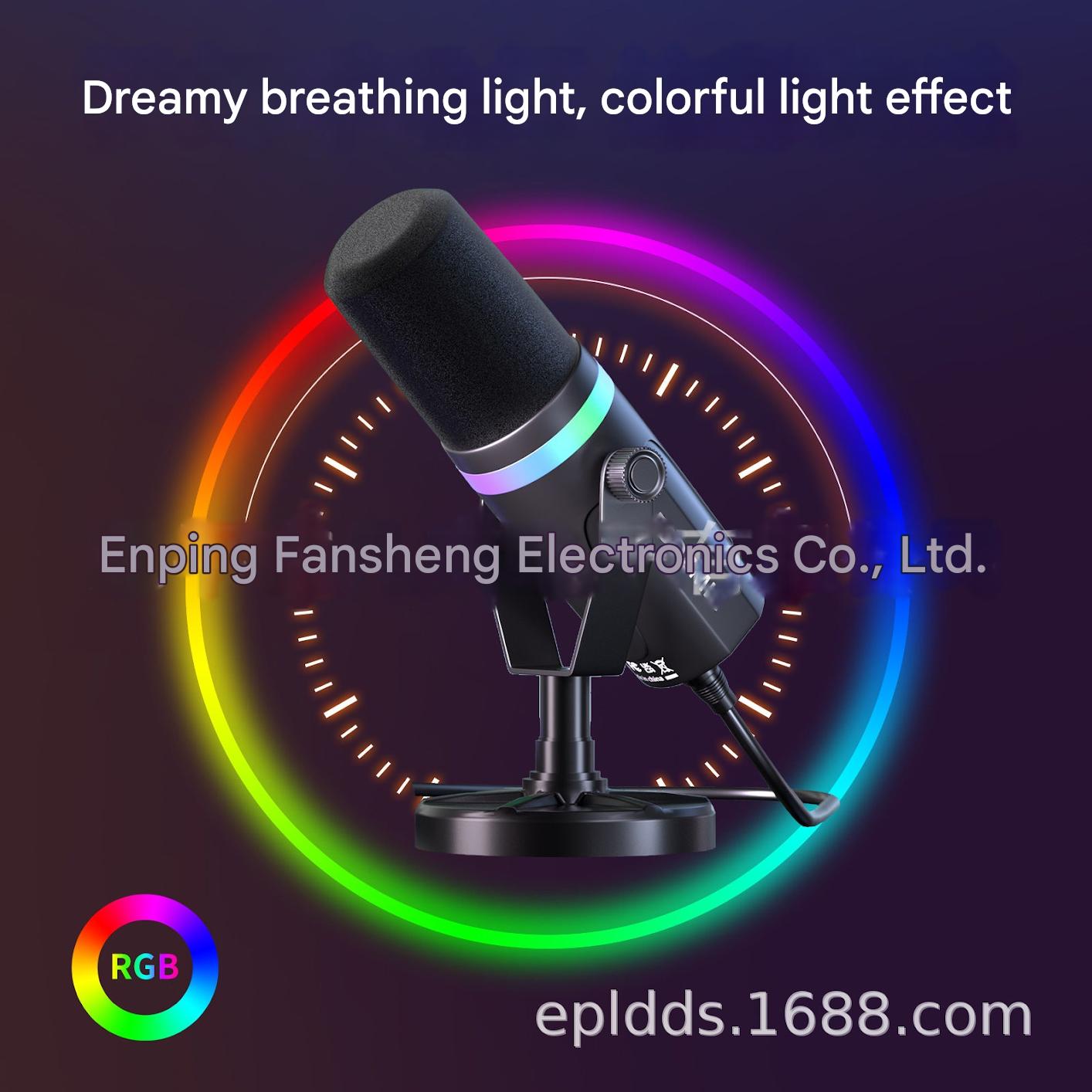 rgb microphone with adjustable stand