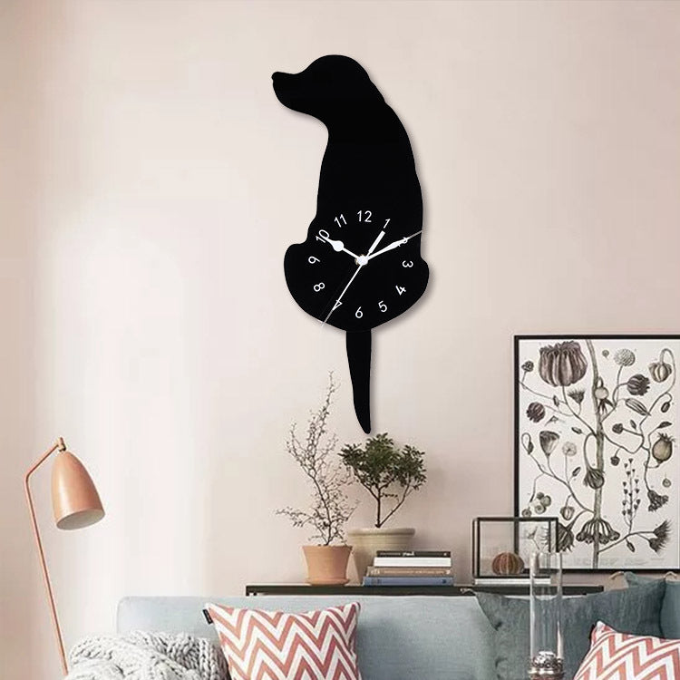 Creative acrylic dog wall clock for kids