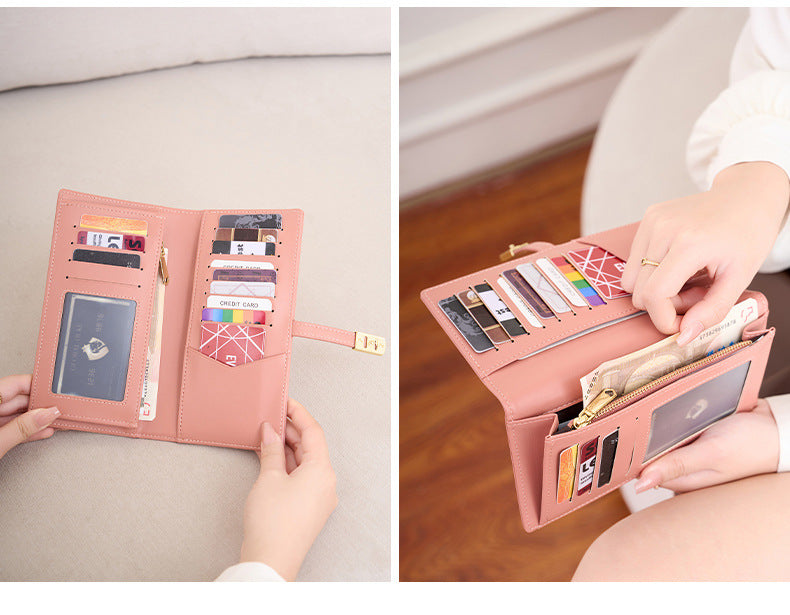RFID-blocking women's wallet in burgundy