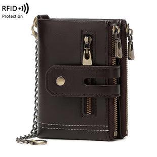RFID short wallet in burgundy color