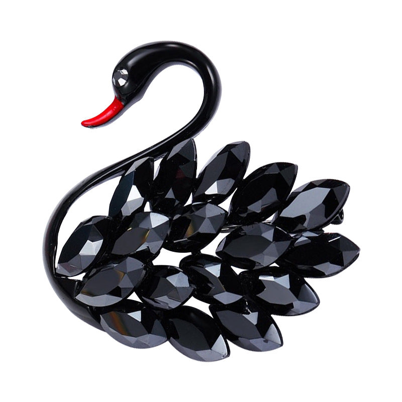 Elegant crystal swan brooch accessory