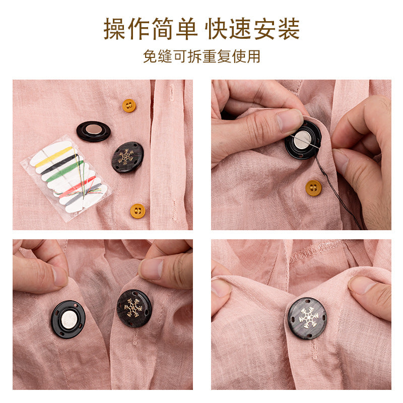 Magnetic button for curtains and shirts
