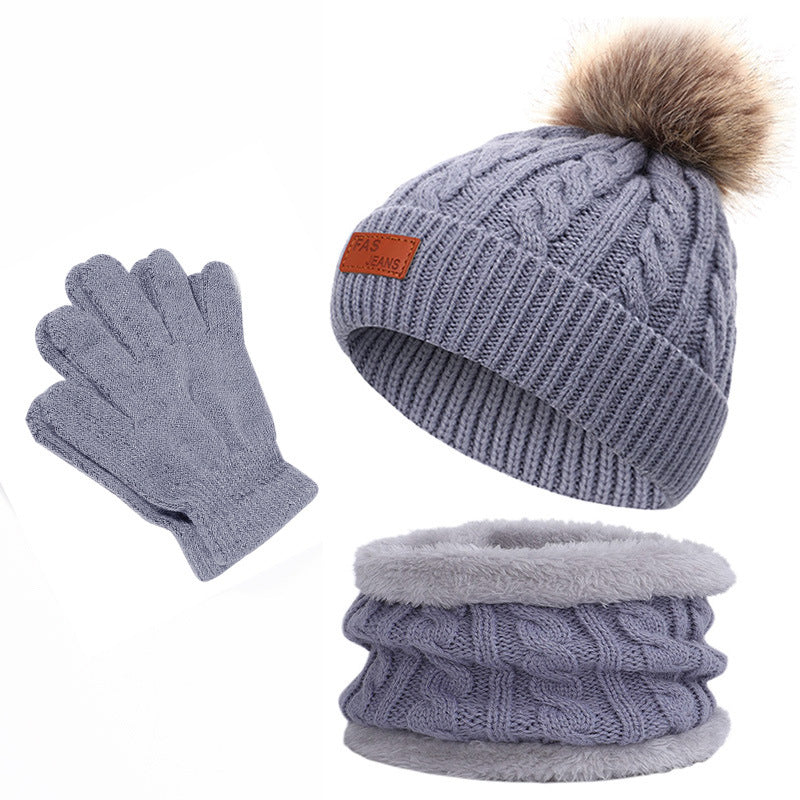 Knit hat and scarf set for kids in winter