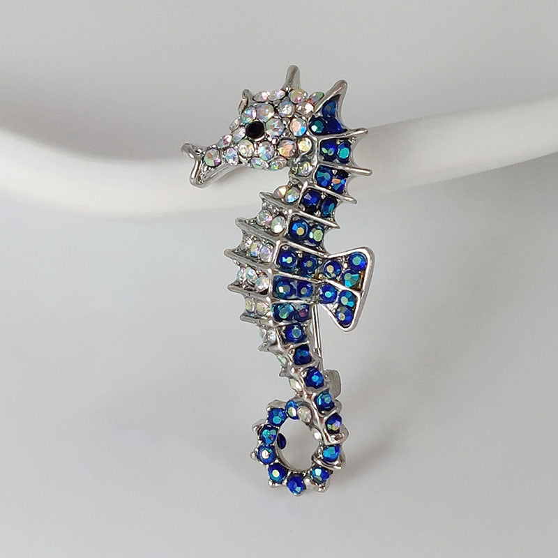 Cute Seahorse Brooch with Rhinestones Image 1