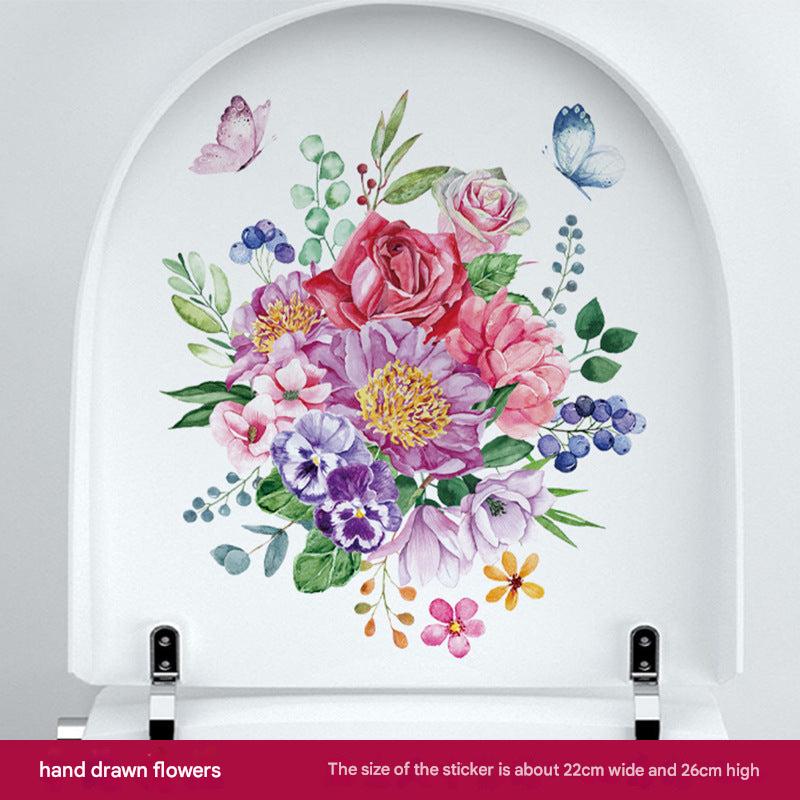 Waterproof floral toilet sticker design