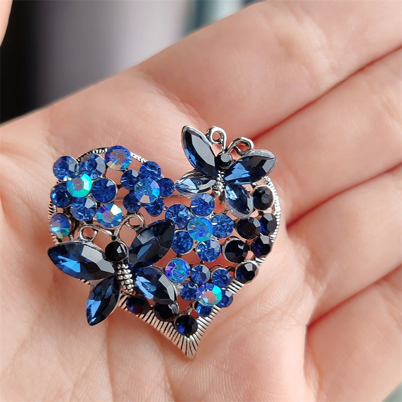 Elegant Butterfly Heart Brooch Image 1