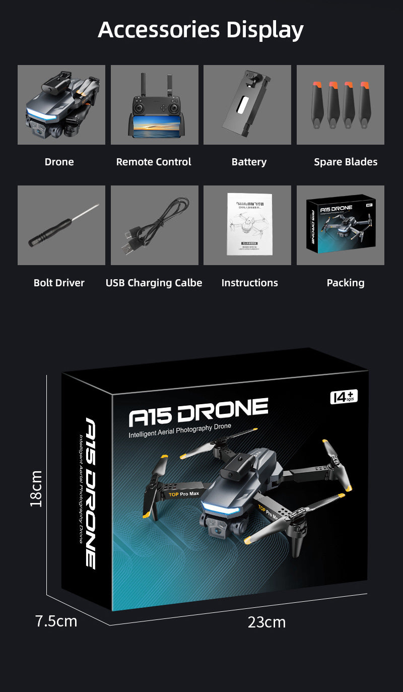 A15 drone with HD camera in flight