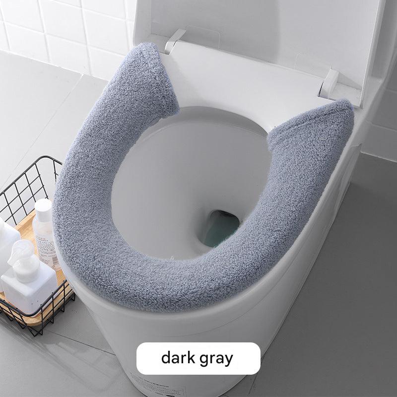Comfortable gray button design toilet seat cover