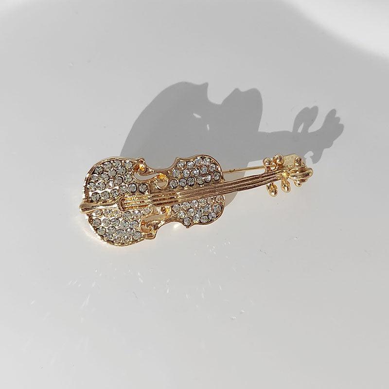 Elegant oil drop violin brooch with rhinestones - image 1