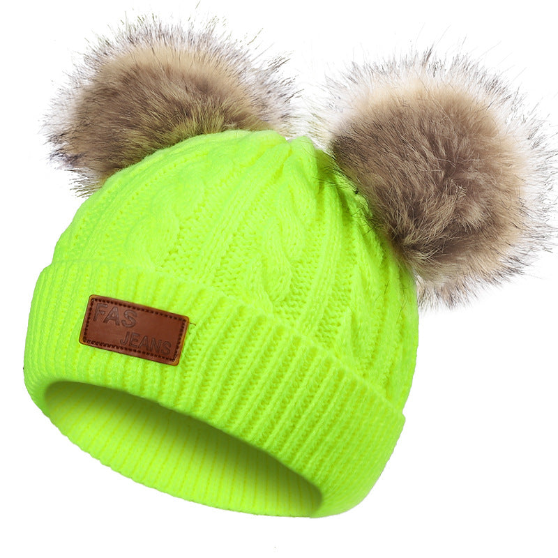 Knit hat and scarf set for kids in winter