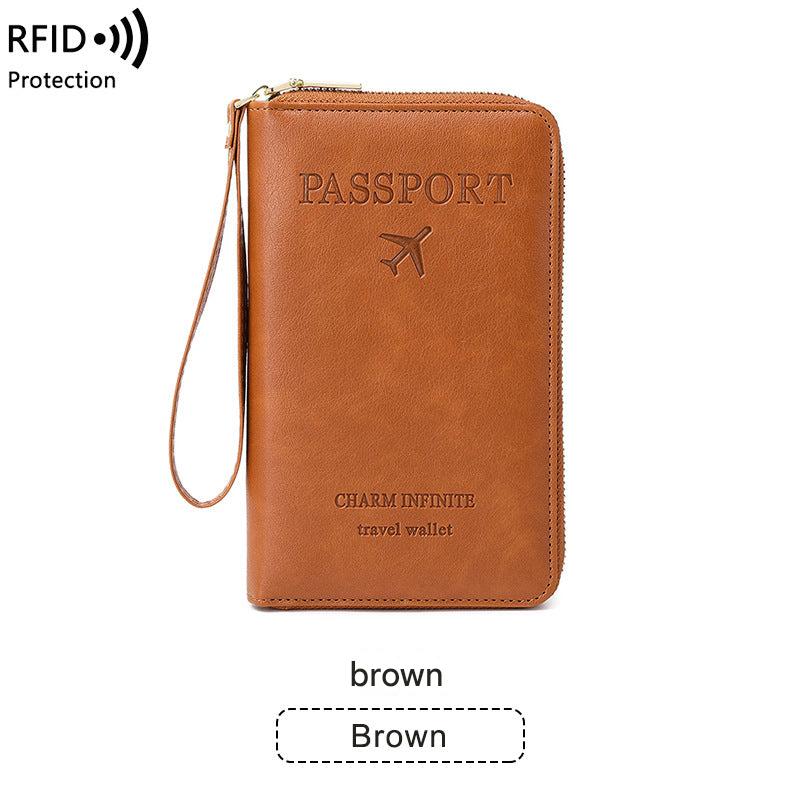 RFID passport holder in brown