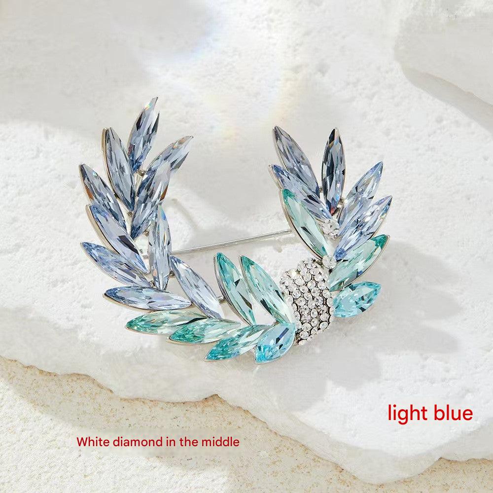 Moon crystal brooch with floral design for women