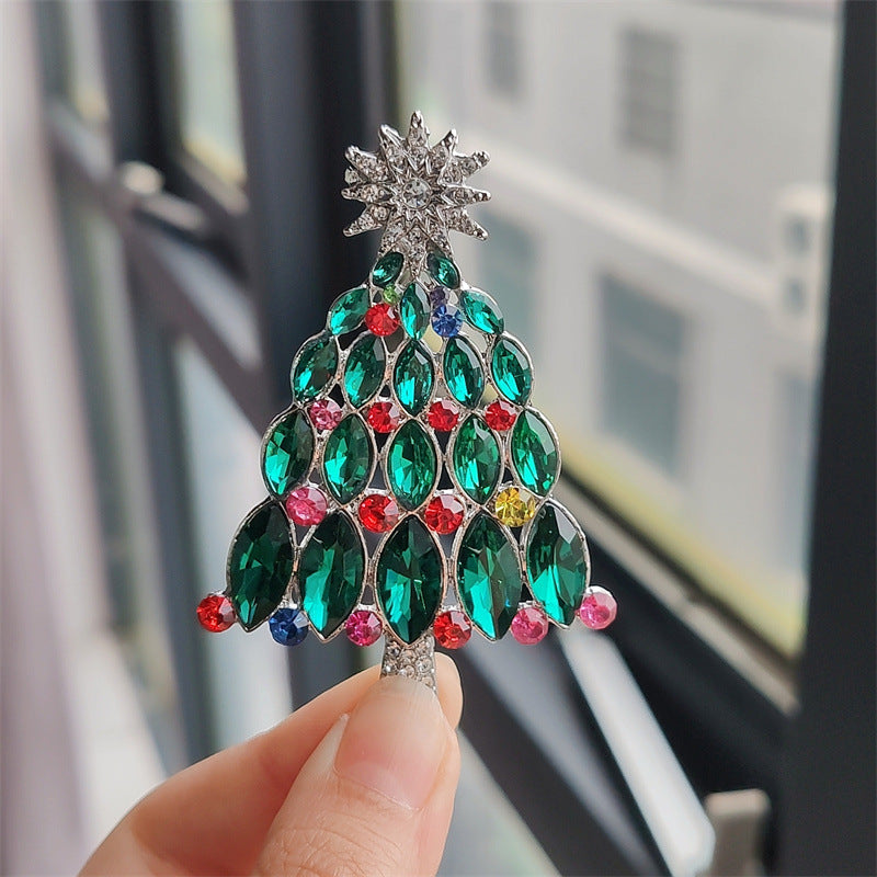 green christmas tree brooch sparkling rhinestones image 1