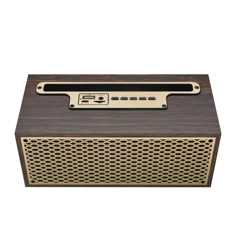 Retro wooden Bluetooth speaker front view