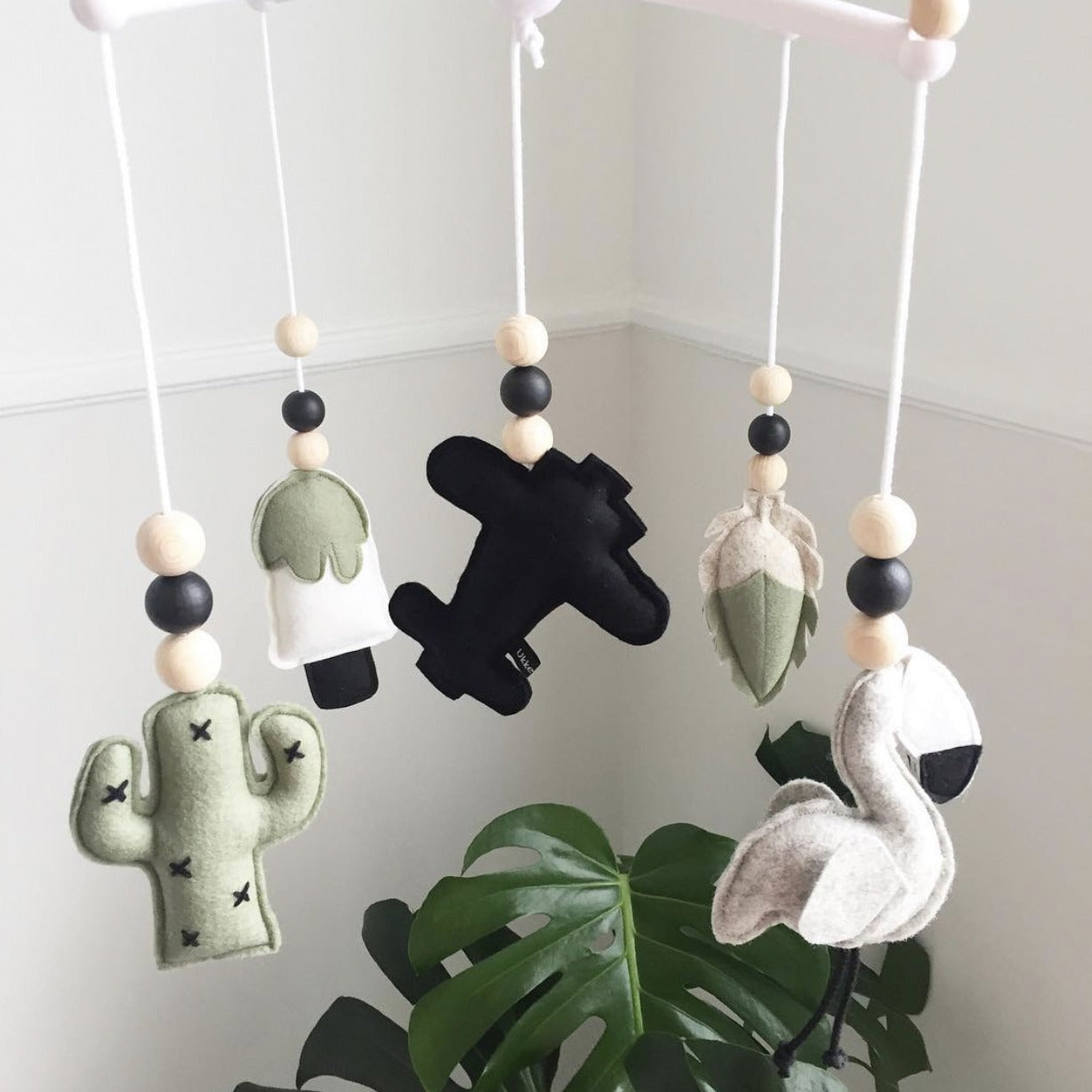 Close-up of Nordic style felt baby mobile image 2
