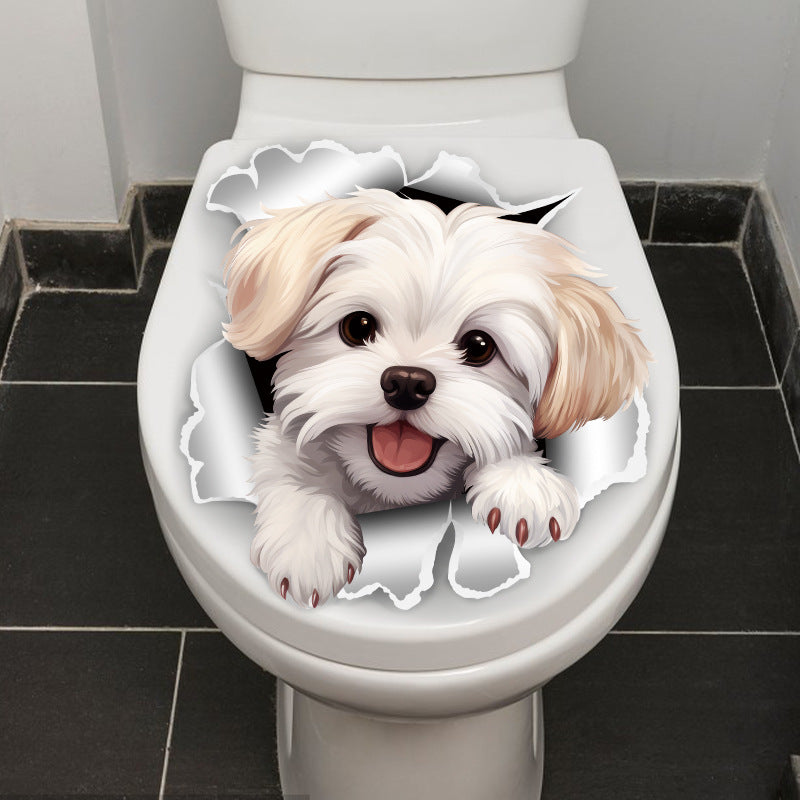 Unique cute puppy bathroom art image 10