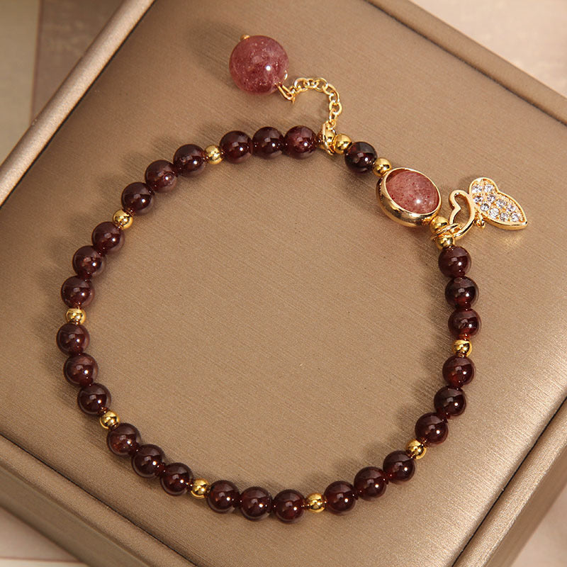 Creative close-up of garnet charm