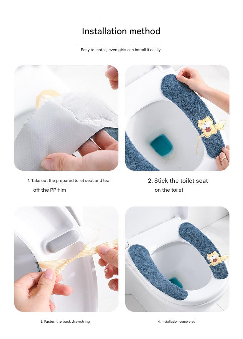 Plush toilet seat cover in yellow color