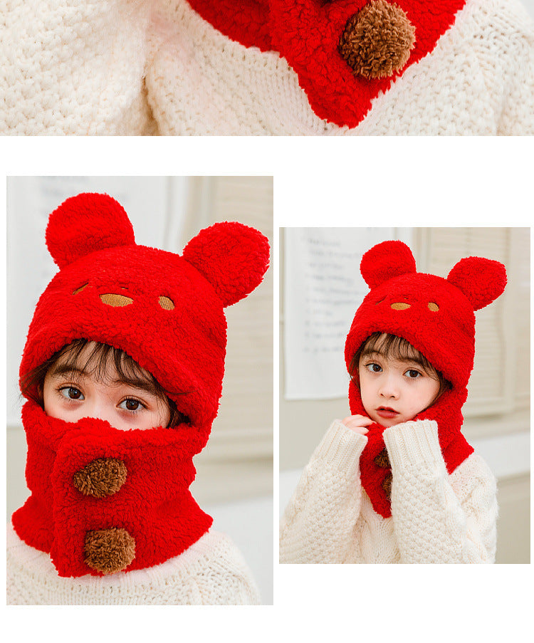 Kids winter hat with bear pattern - image 1