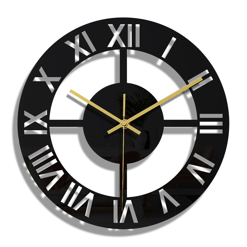 Elegant minimalist black wall clock with digital display