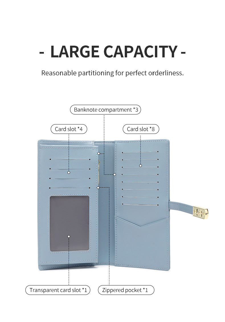 Fashionable RFID-blocking women's wallet displayed
