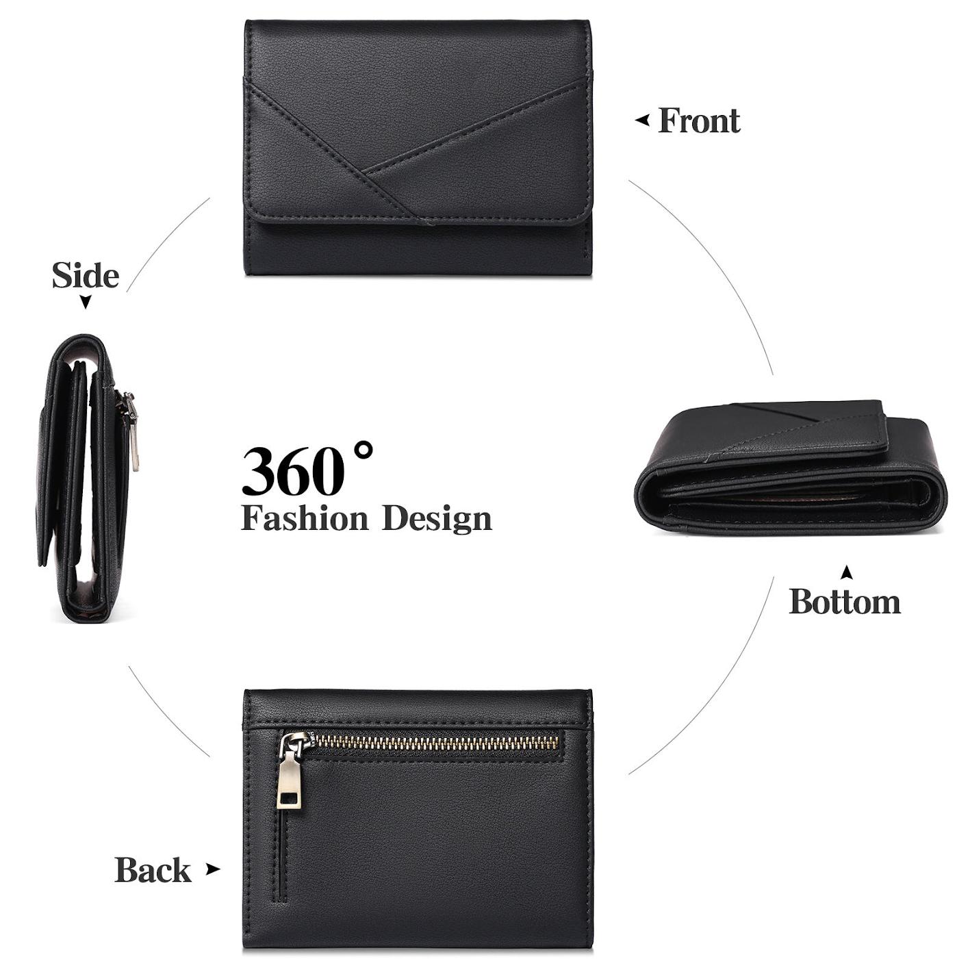 black PU wallet with multiple slots