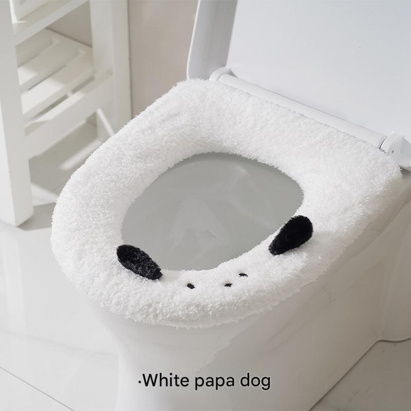 Cozy toilet seat cover in gold powder cat design