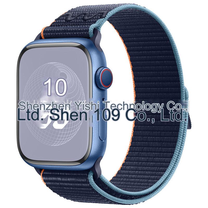 Stylish Nylon Braided Sports Band for Apple Watch - Compatible with Series 9/8/7/6/5/4/3/2/SE, Various Colors