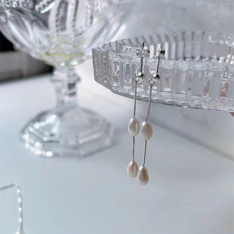 S925 silver natural freshwater pearl Y-chain necklace image 3
