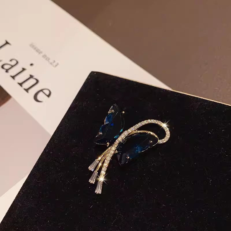 Elegant crystal butterfly brooch image 1