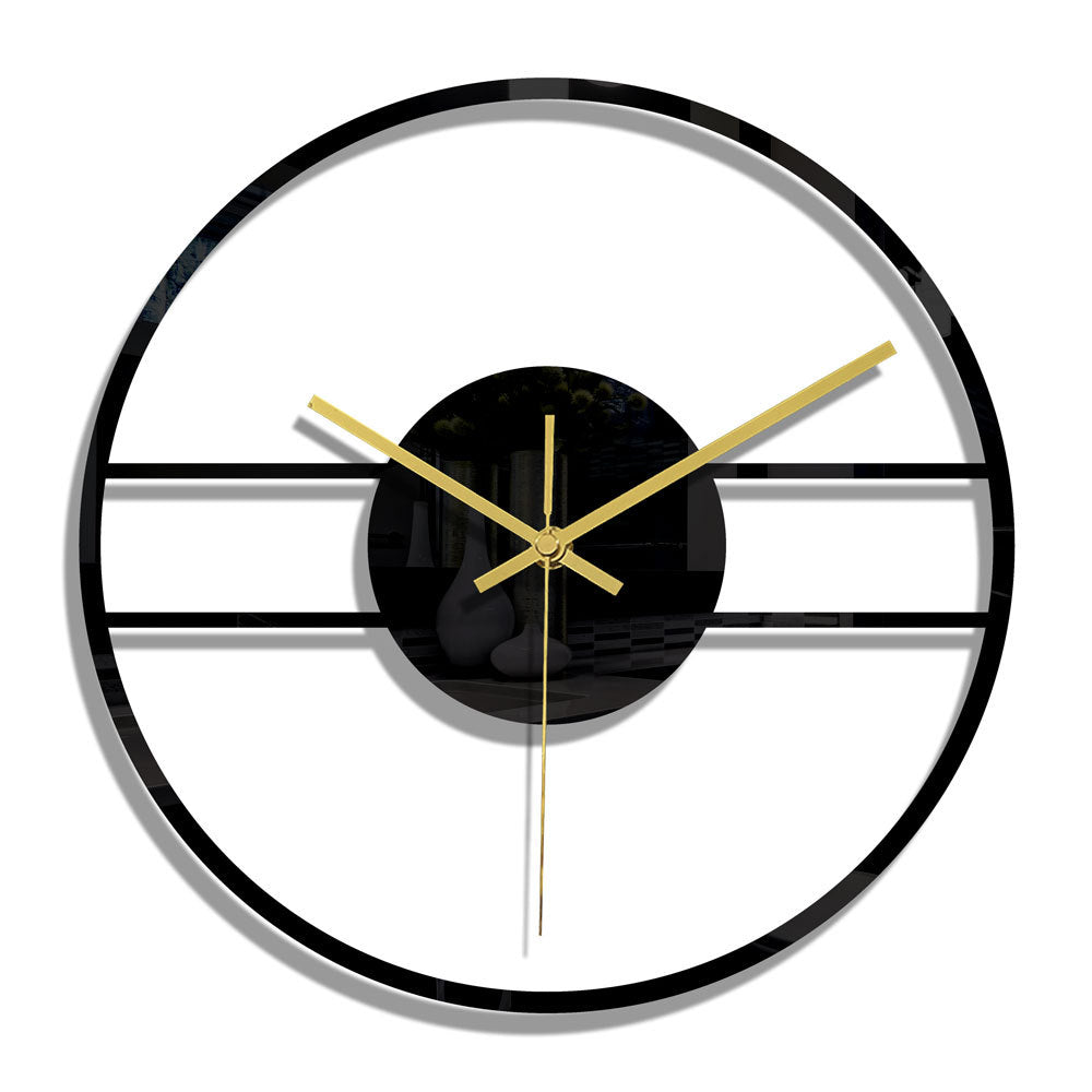 Elegant minimalist black wall clock with digital display