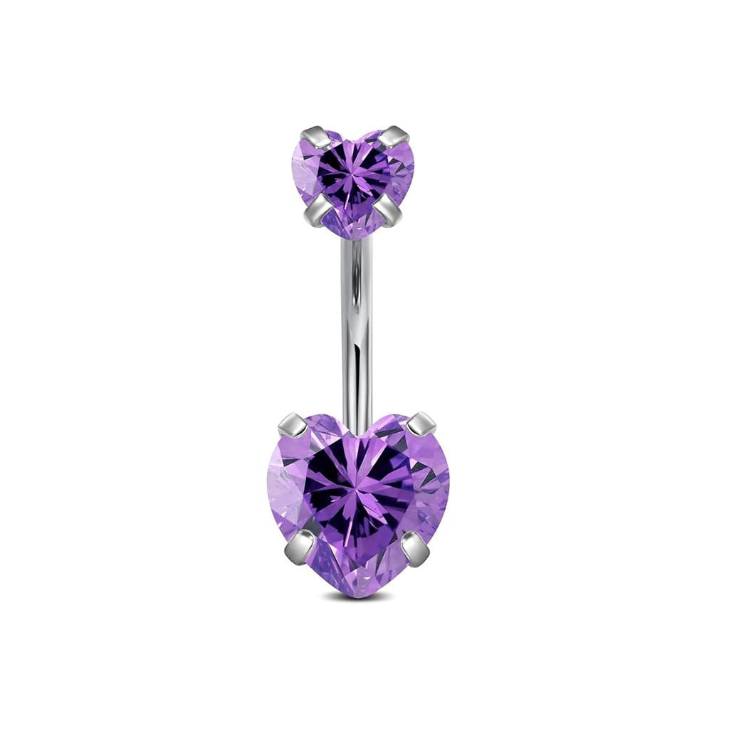 Variety of colors heart navel ring
