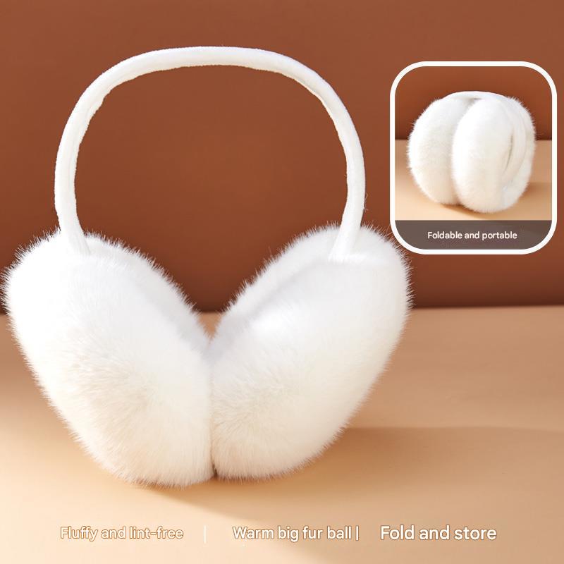 Black plush ear covers for winter