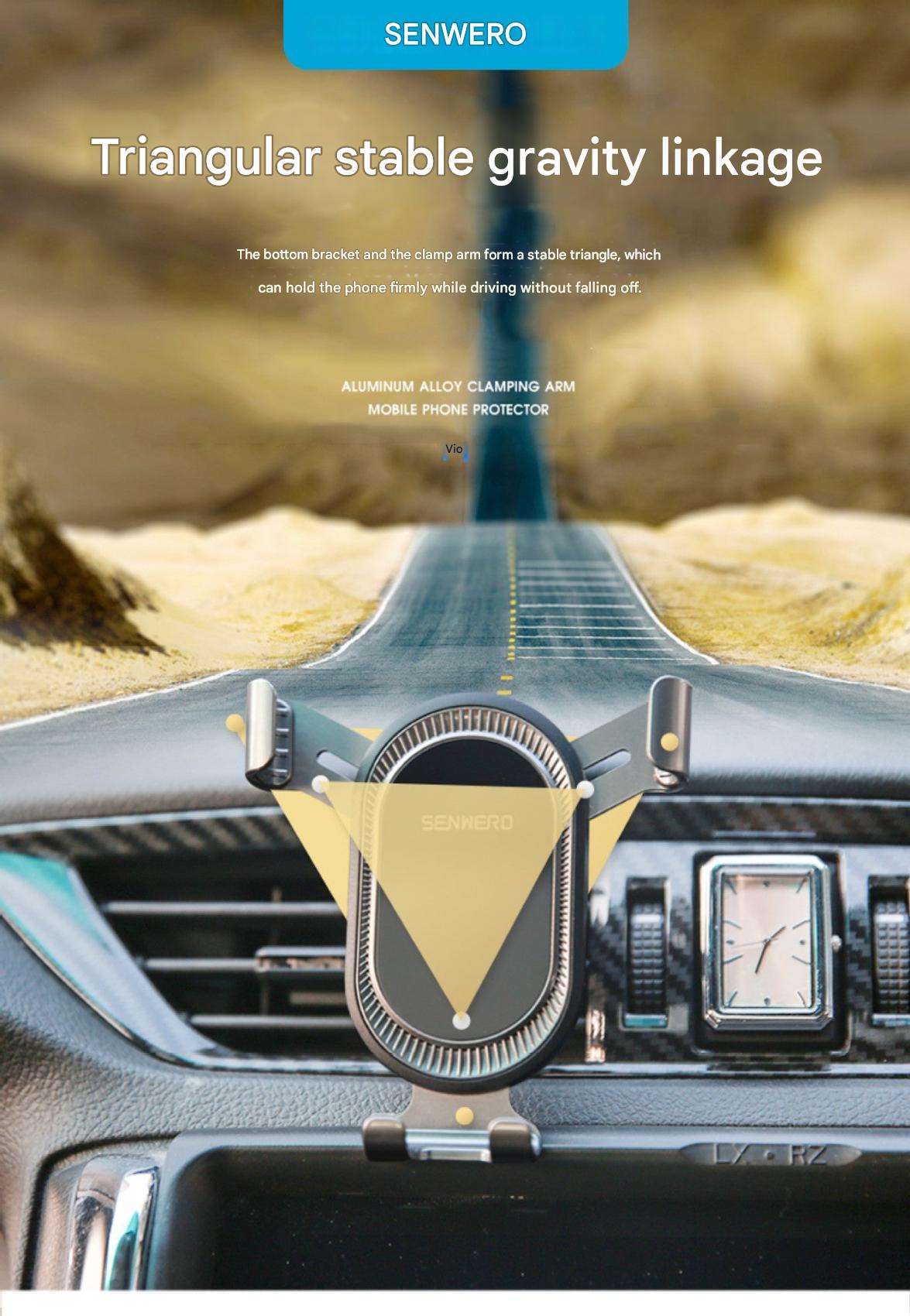 Car phone holder in use for hands-free navigation