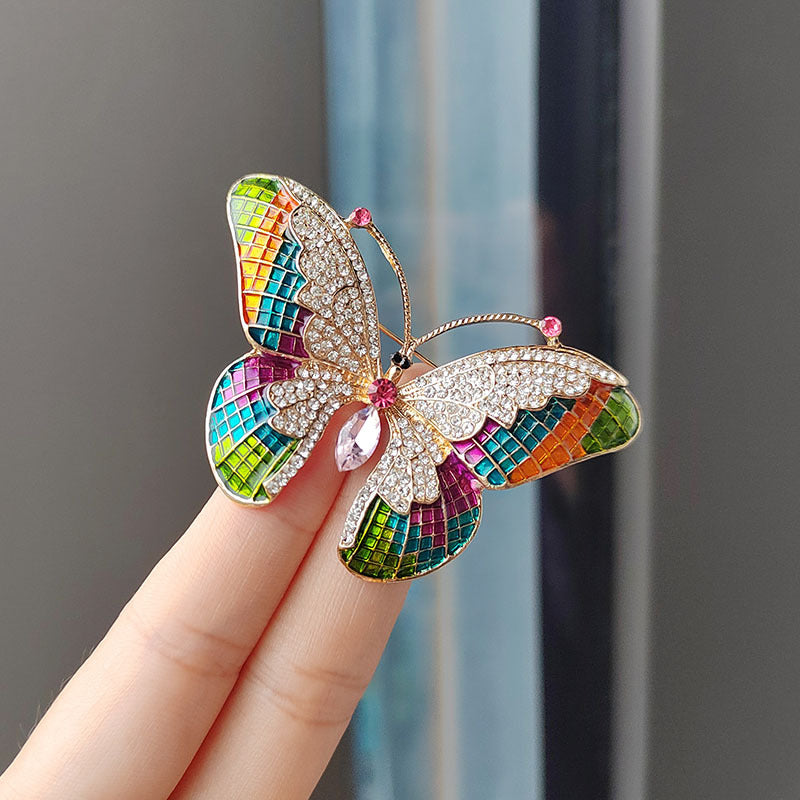 colorful butterfly brooch with enamel and jewels - image 1